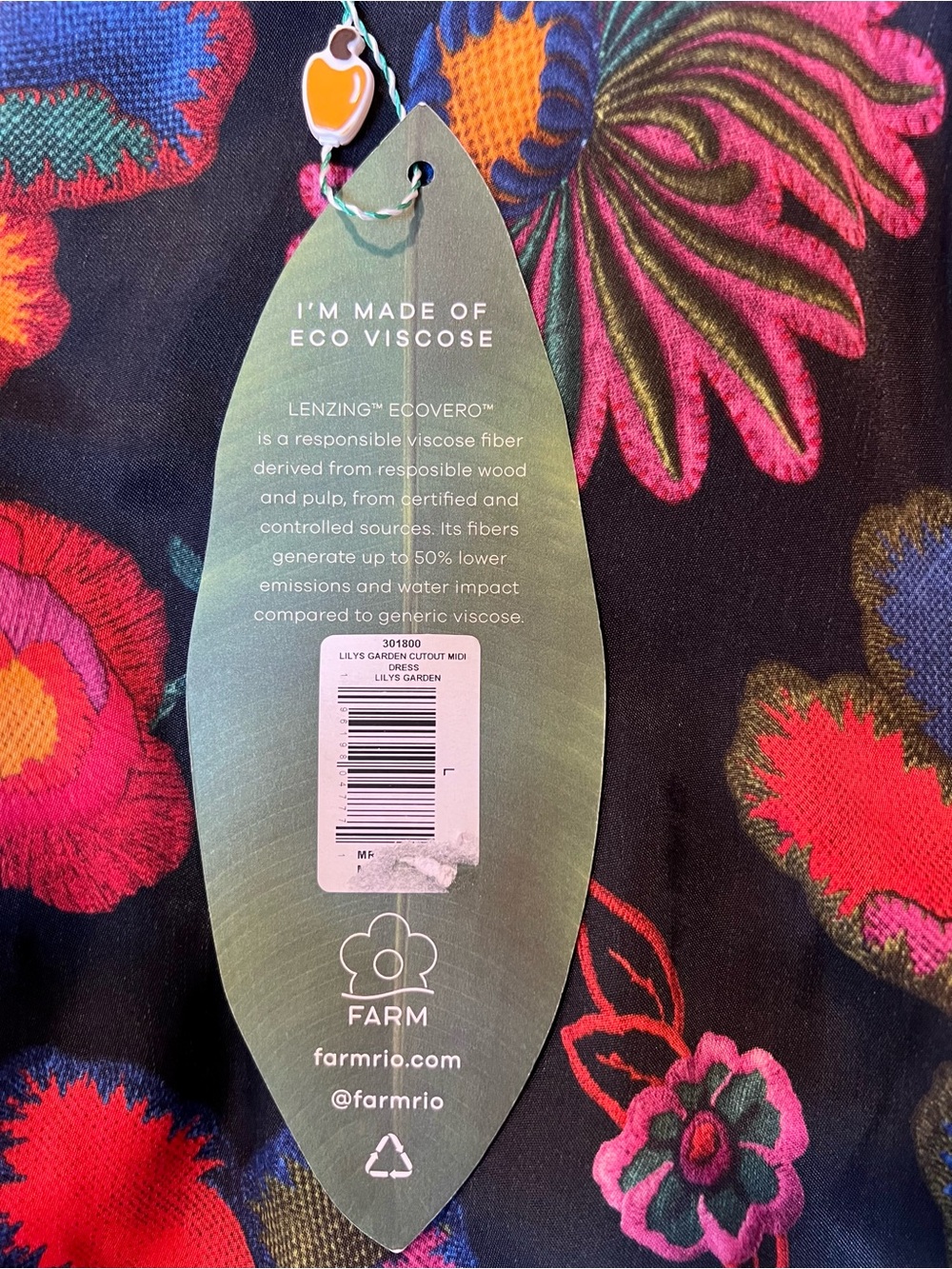 Farm Rio “Lily’s Garden” Long-Sleeve Midi dress Floral Size Large w/ Cutout NWT - Picture 11 of 11